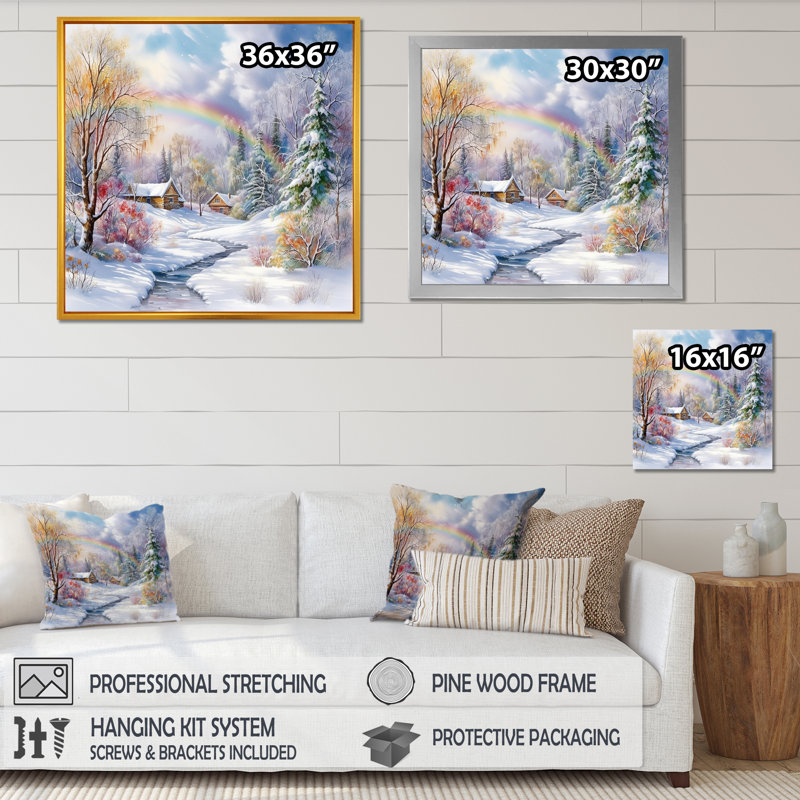 «Rainbow Winter Scenery» sur toile, Toile tendue, H 30 po x l 30 po x P 1 po