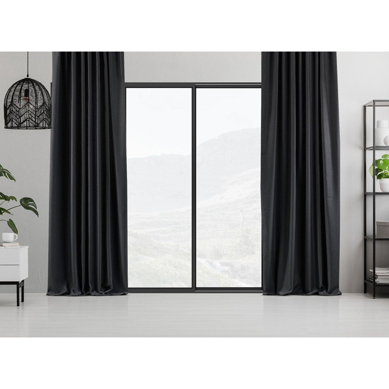 Room Darkening Single Curtain Panel, 130cm Width x 295cm Drop, Anthracite
