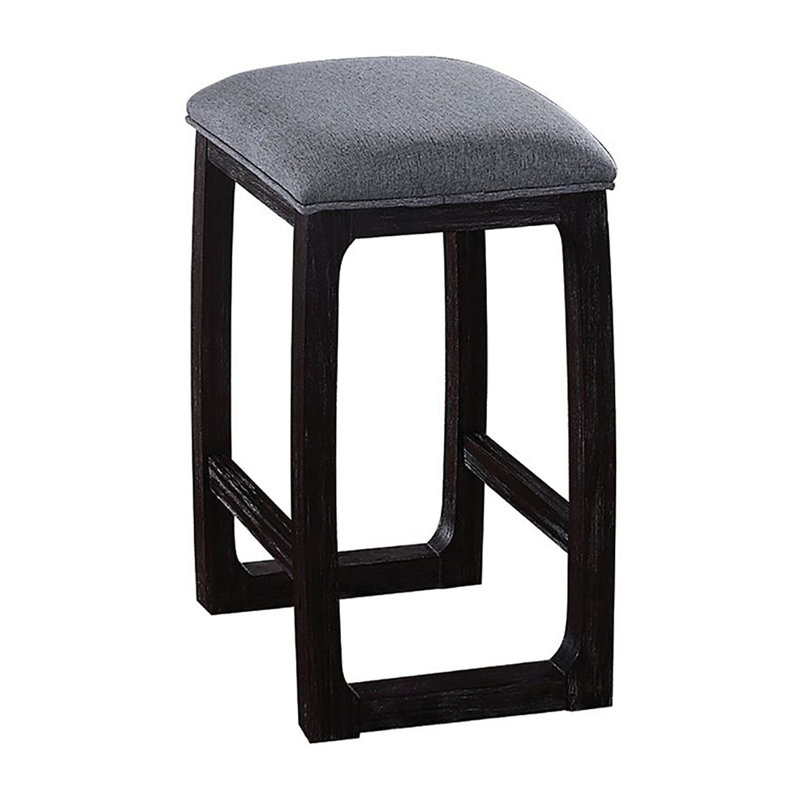 Tabouret à hauteur de comptoir de style rustique avec siège gris et sans dossier pour chambre à coucher
