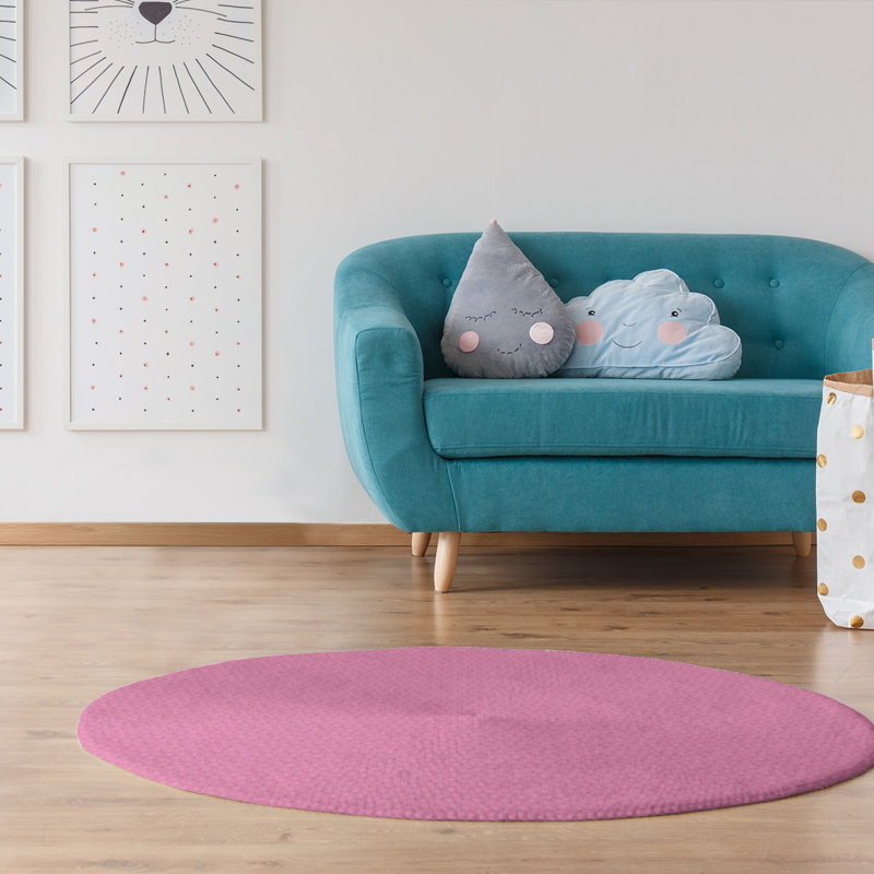Chenille Geometric Indoor Rug, Round 5'