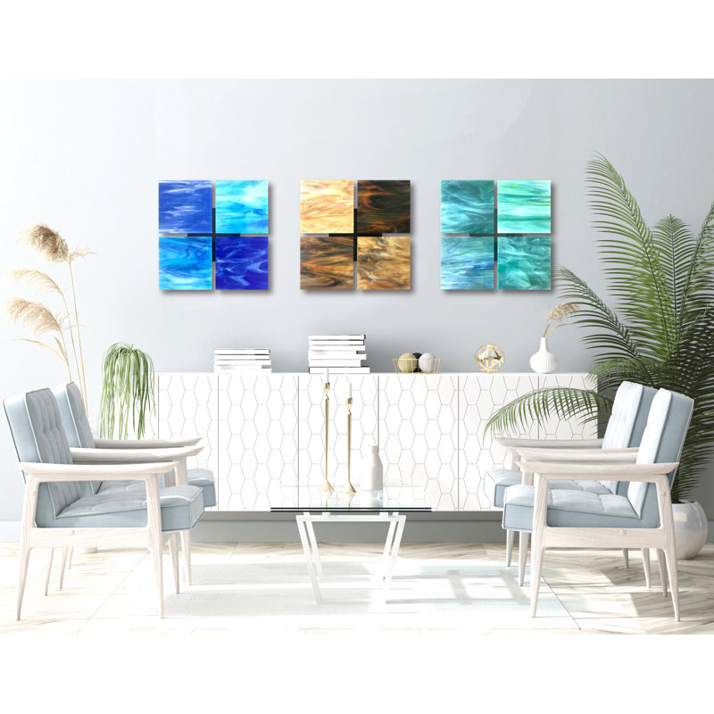 Quads Handmade Glass Wall Decor, Blue