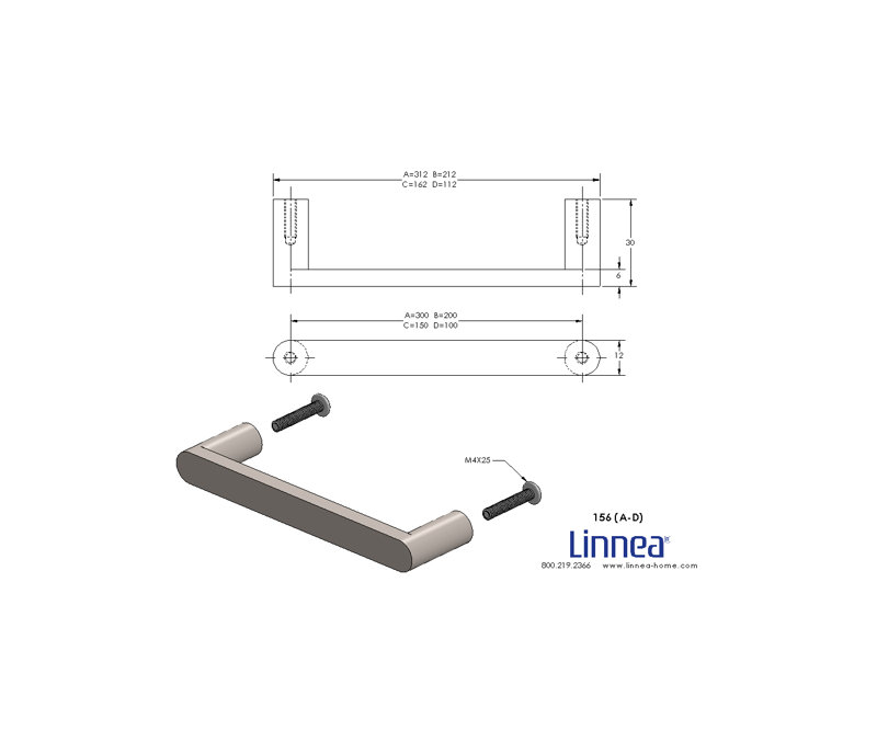 Oblong Cabinet Pull, Polished Stainless Steel, 11 13/16"