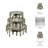 Remko Set Of 3 9/12/14" Nevis Glass And Aluminum Risers