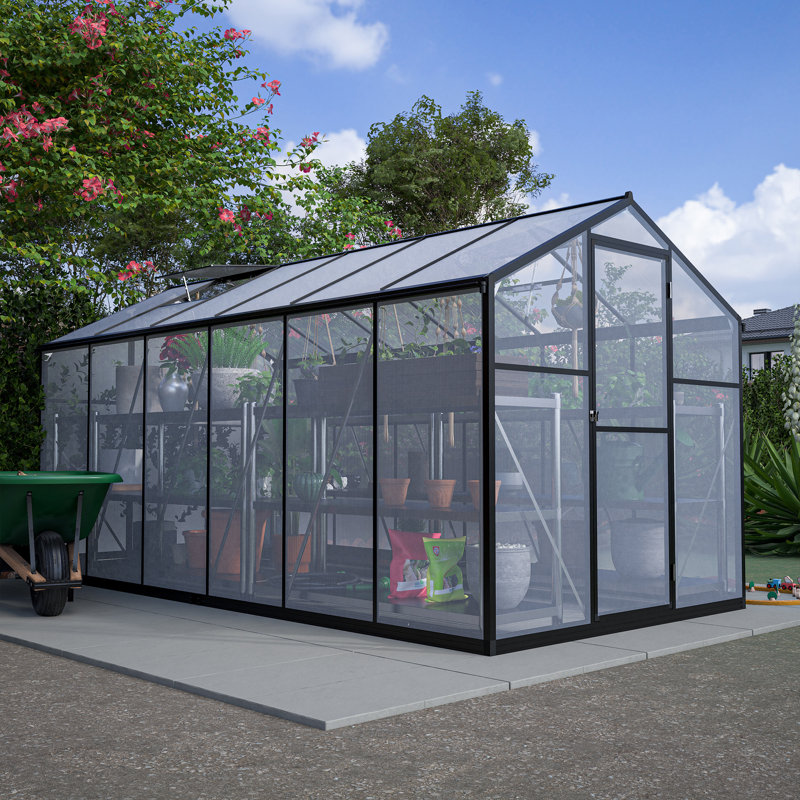 Serre en polycarbonate, Vert, H 6 pi x l 8 pi x P 6 pi