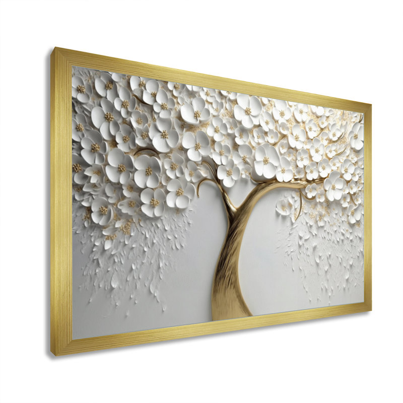 Orchidée blanche jardin de branches V - impression d'art mural floral - non texturé, H 16 po x l 32 po, Impression encadrée