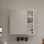 Armoire de salle de bain murale à miroir blanche, miroir transparent, compartiments internes pour soins de la peau avec armoire de rangement