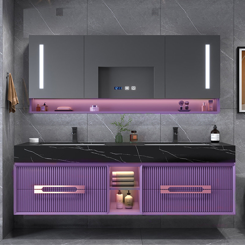 Armoire de salle de bain moderne, simple et luxueuse, Mauve, 71"