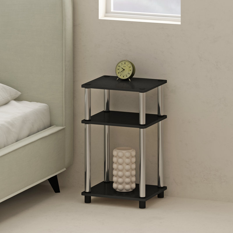 Calvina 22.8'' Tall Nightstand, Set of 2, Stainless Steel/Americano