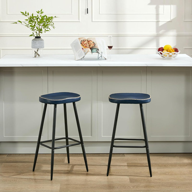 Tabourets de bar en simili cuir sans dossier pour îlot de cuisine (ensemble de 2), Tabouret de bar (hauteur du siège 28 po)