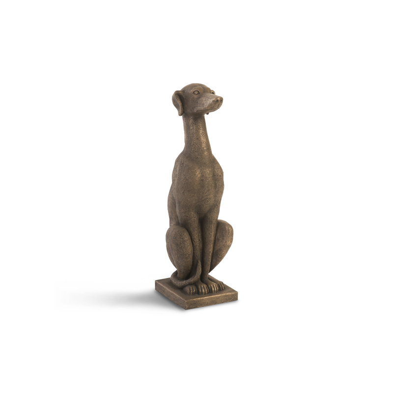 Bronze Finish Contemporary Metal Dog Statue, 36" Tall