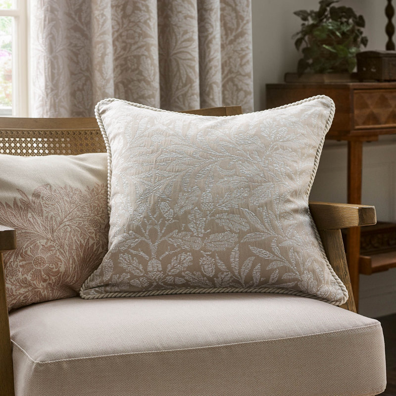Acorn Tonal Floral Square Cushion Cover, Grey