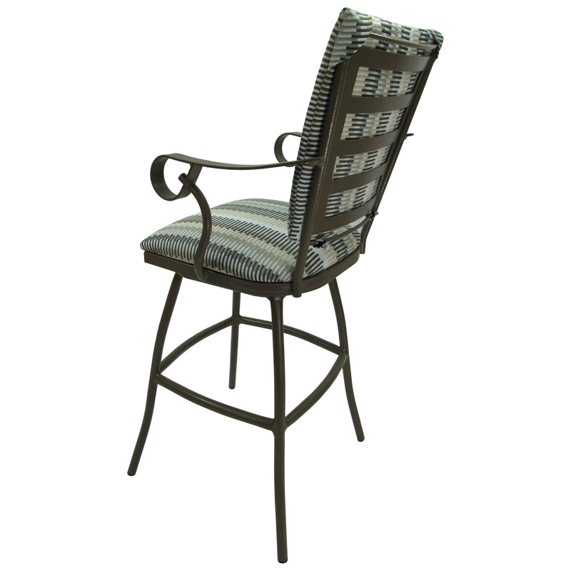 Tabouret de bar 26 po avec coussin Fairbourne, Bande ensoleillée lin
