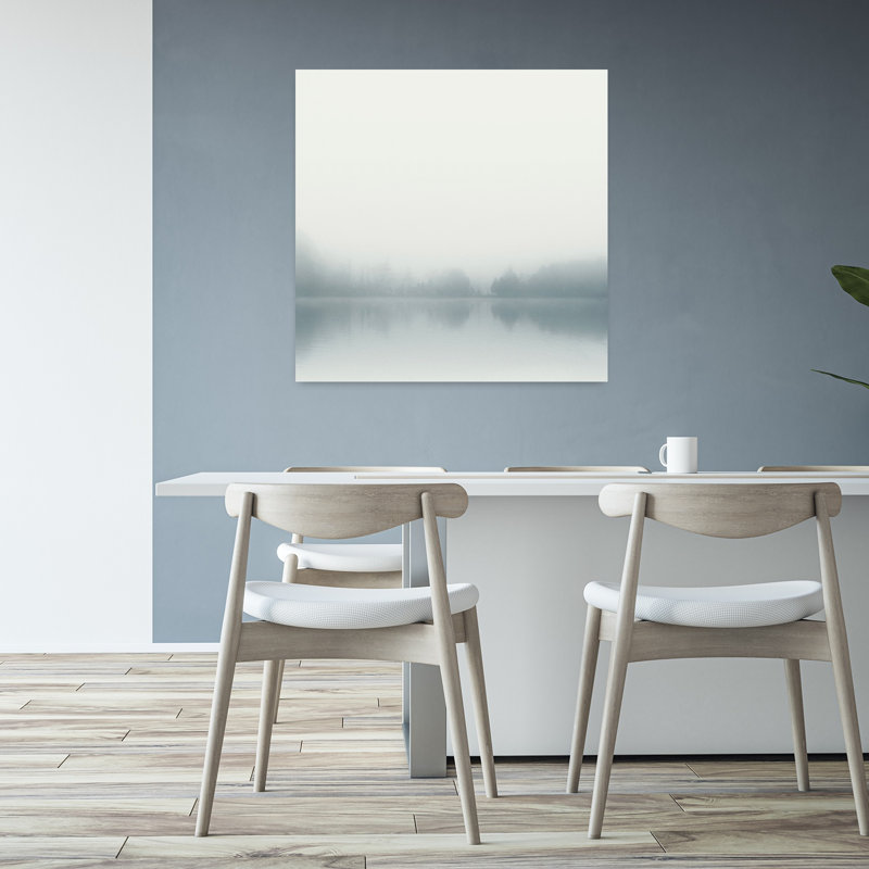 Paysage lointain, paysage contemporain abstrait, H 32 po x l 32 po