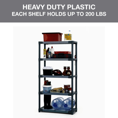 Grosfillex 36" Resin 5-tier Shelving Unit