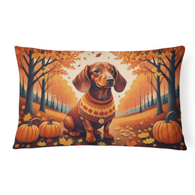 Dachshund Fall Fabric Decorative Pillow