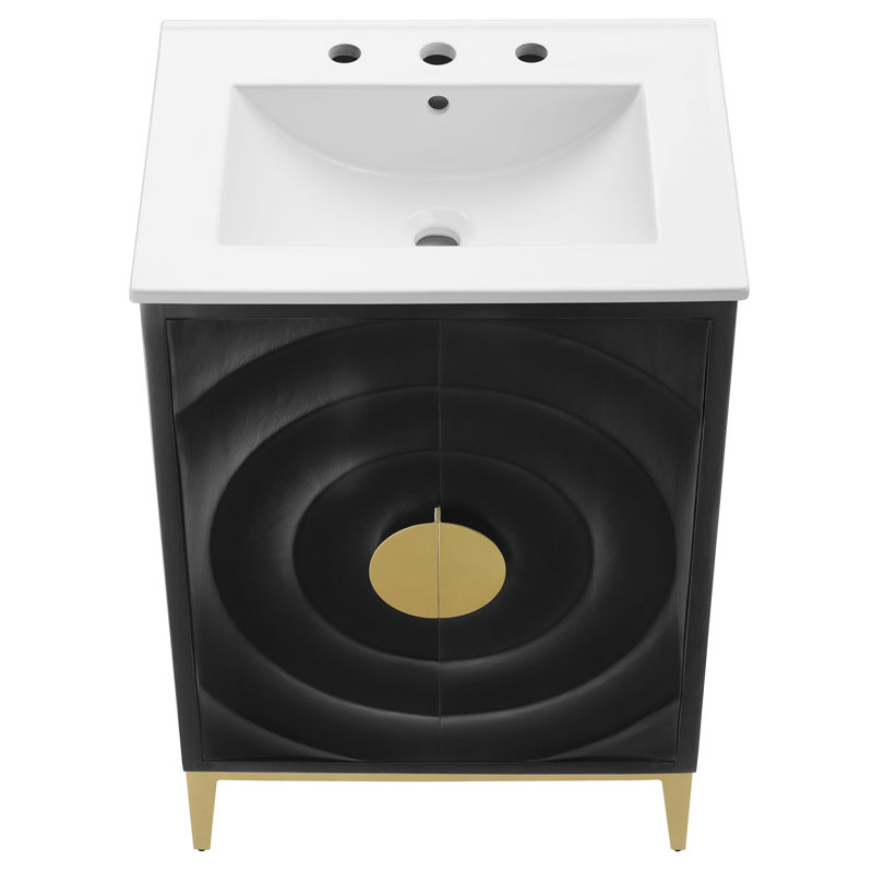 Beau 24" Wood Bathroom Vanity With Basin In Black, White
