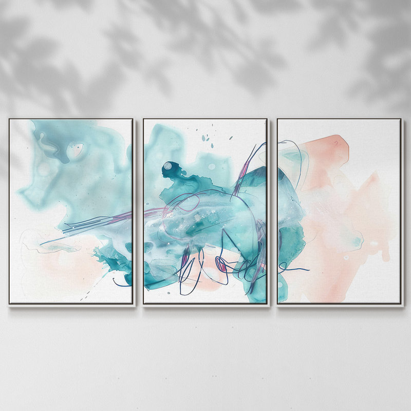 Pileus I - Multi Piece Framed Canvas, White, 36" H x 75" W x 2" D