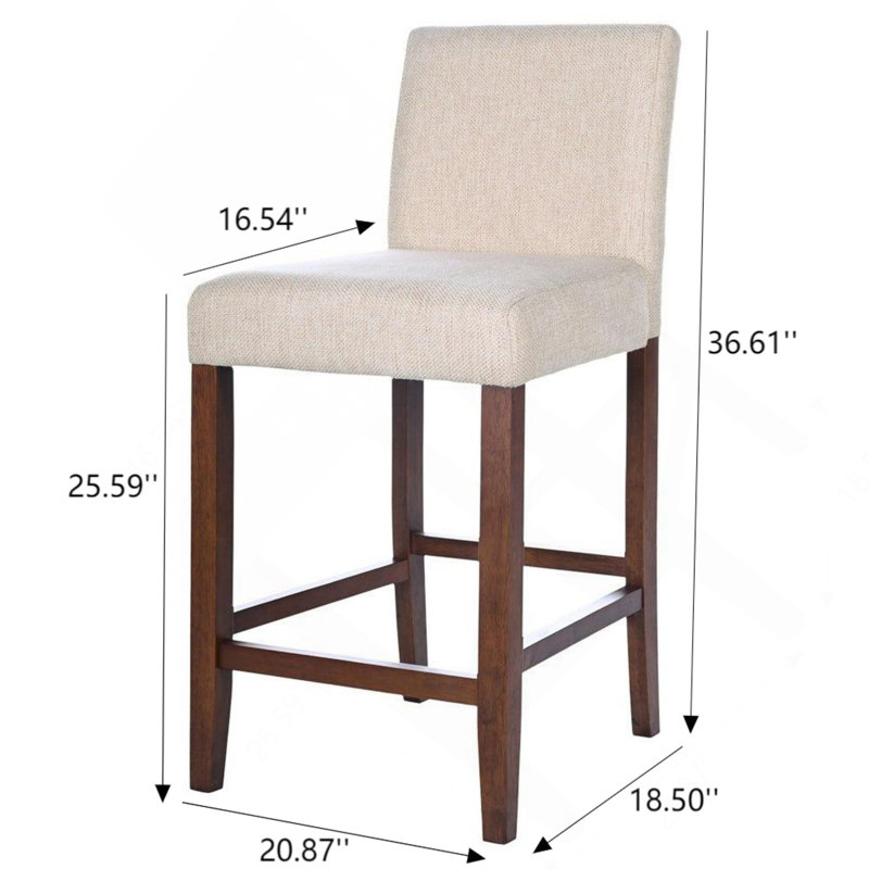 Ensemble de 2 chaises de comptoir Dorian en tissu beige