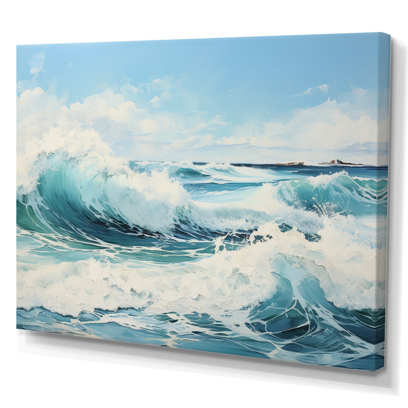 Aquarelle tempête côtière océan I - plage et océan, reproduction d'art mural, Toile tendue, H 12 po x l 20 po