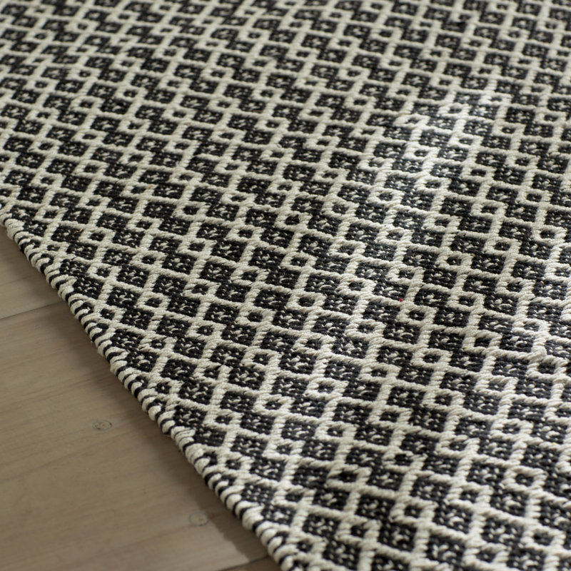 Tapis en coton tissé à la main Haq moule, Carré 4 pi