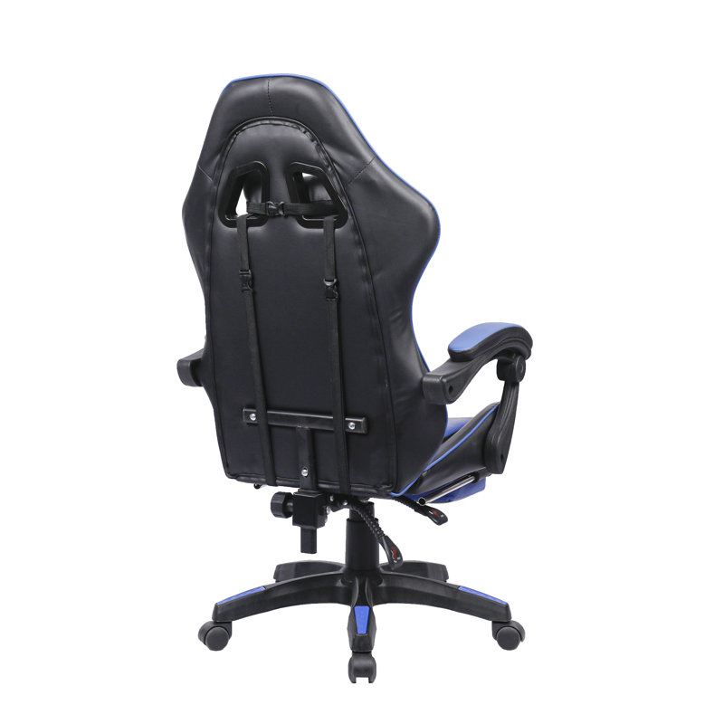 Racing Massage Computer Gaming Chair with Footrest, Blue/Black