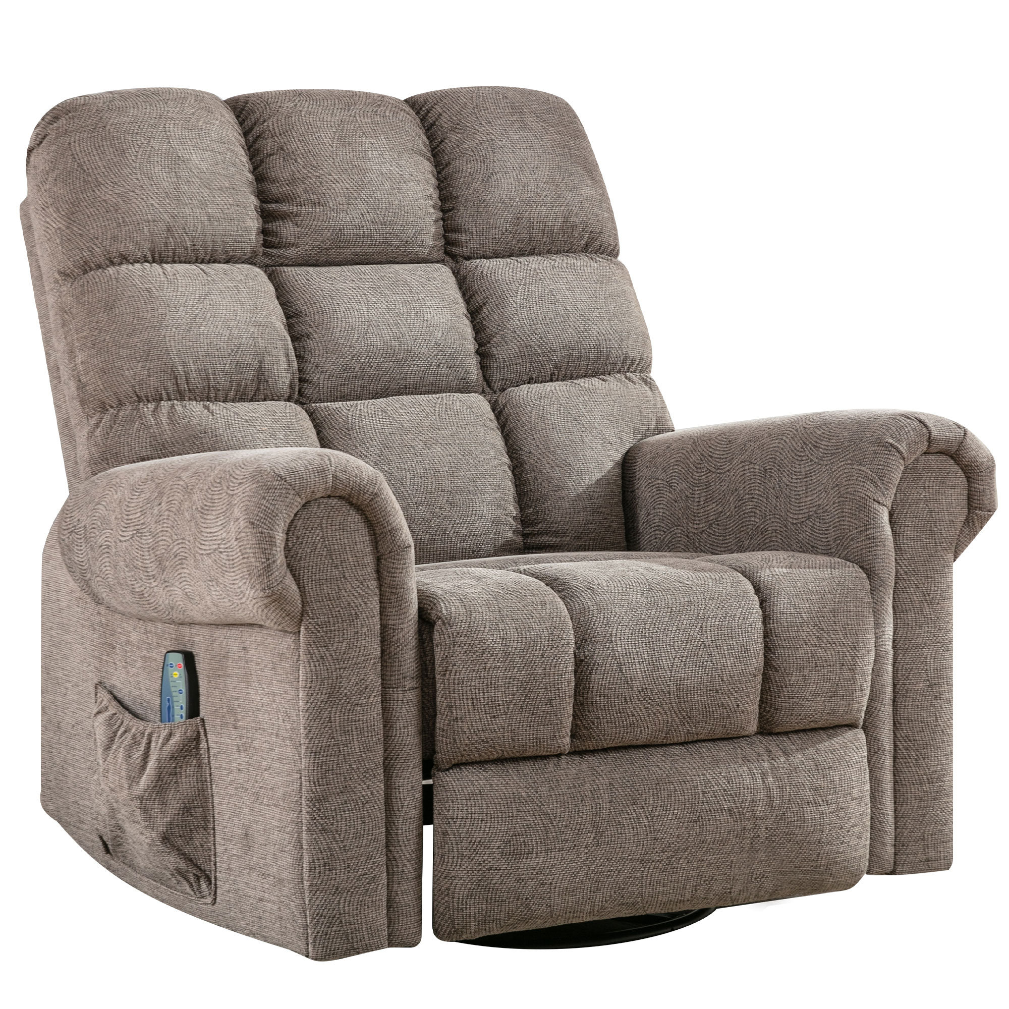 40.5 Wide Contemporary Microsuede Very Comfortable Power Reclining Heated Massage Chair Latitude Run Fabric: Dark Gray Microfiber/Microsuede