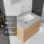 Meuble-lavabo de 76 cm avec lavabo simple en céramique, comptoir et dosseret en marbre reconstitué, armoire flottante en contreplaqué, portes à fermeture amortie, noyer-133387929