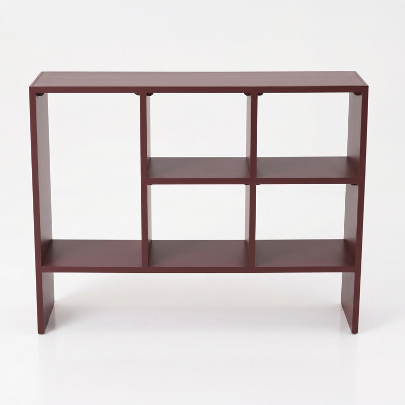 Vale Modern 5-Shelf  Geometric Bookcase, Stylish Bookshelf For Living Room & Home Office, Granate