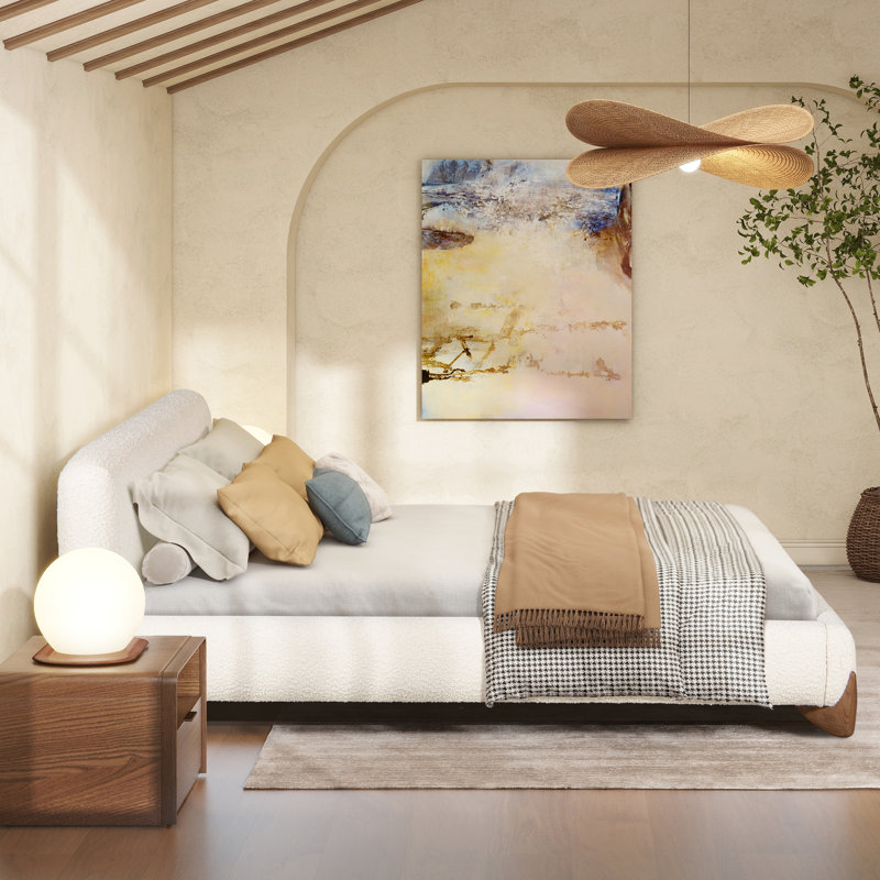 Lansford Puffy Modern Platform Bed,, King, White
