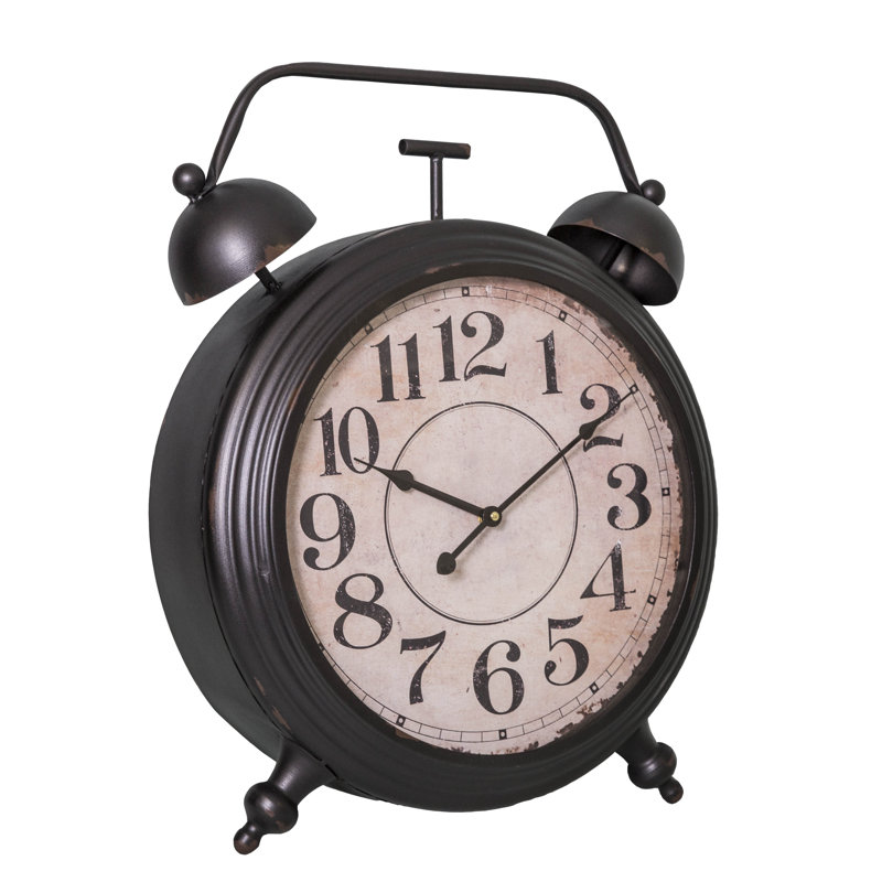 Kailey Industrial Analogue Metal Alarm Tabletop Clock in