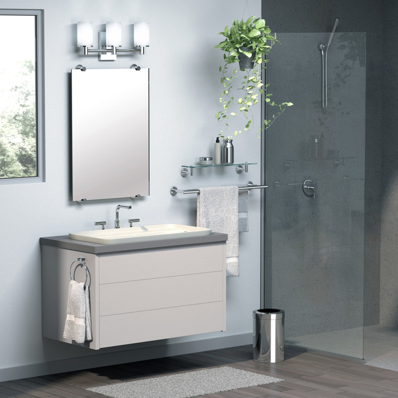 Latitude Wall Mount Frameless Rectangle Bathroom Vanity Mirror | Mount Landscape or Portrait, Chrome