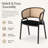Mid-Century Modern Velvet Dining Chair with Cane Rattan Back, Luxury Boho Accent Chair with Stainless Steel Legs for Kitchen & Bistro-1404574334-1365189870