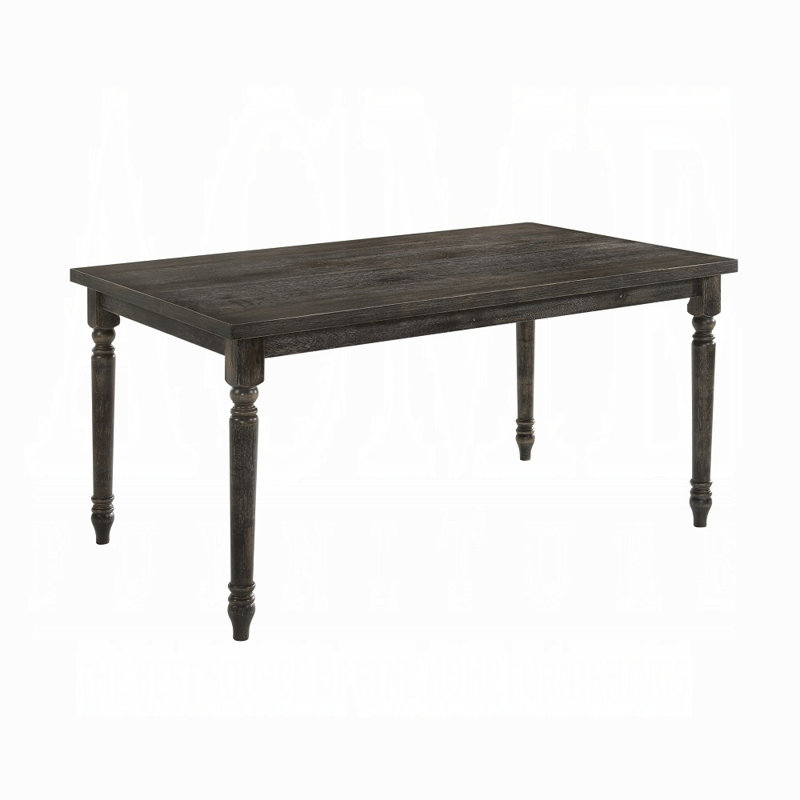 Table de salle à manger grise patinée avec plateau rectangulaire, Gris foncé