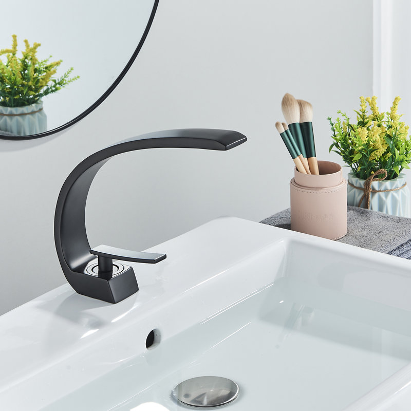 Bathroom Sink Faucet,Unique Design Single Handle Single Hole Brass Lavatory Vanity Faucet,Basin Mixer Tap with Supply Hose 