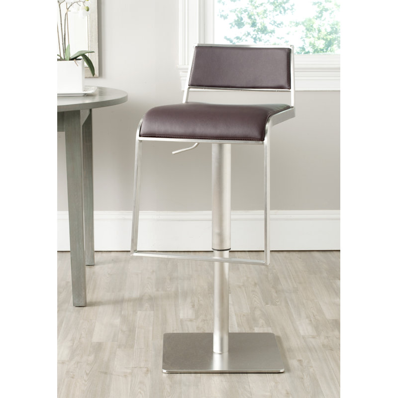 Koblick Swivel Upholstered Adjustable Height Counter Stool, Brown