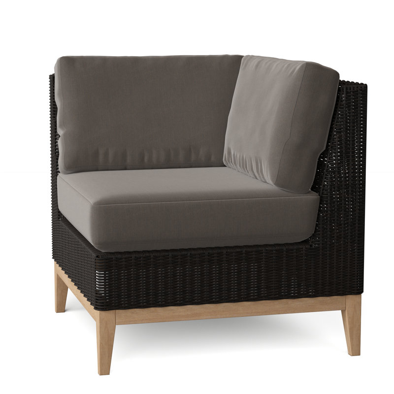 Frances Outdoor Corner Wedge Lounge Chair, Canvas Rain, Frances Black