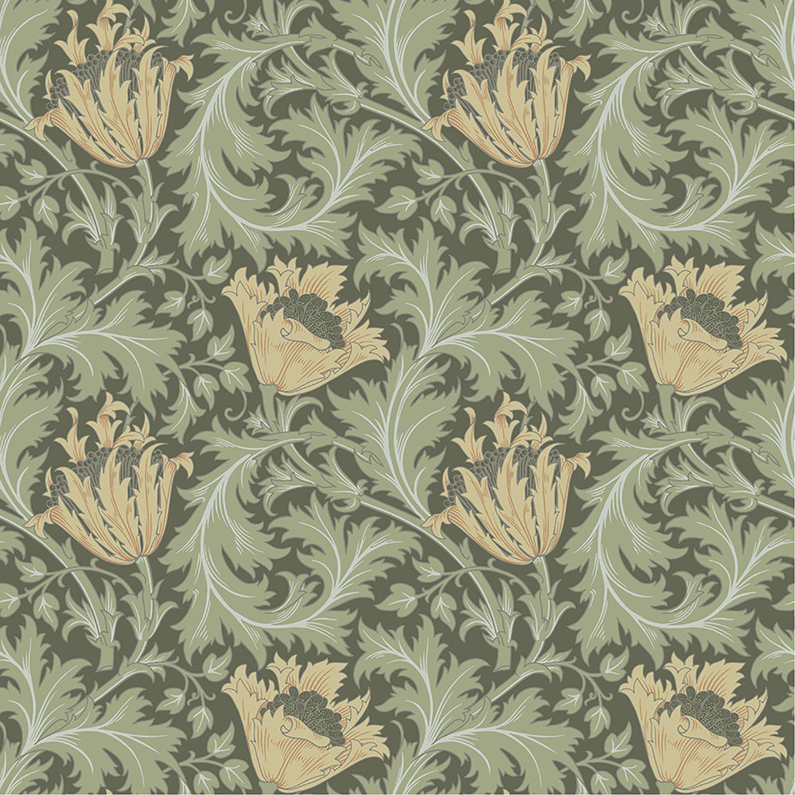 Anemone Floral Wallpaper, Moss