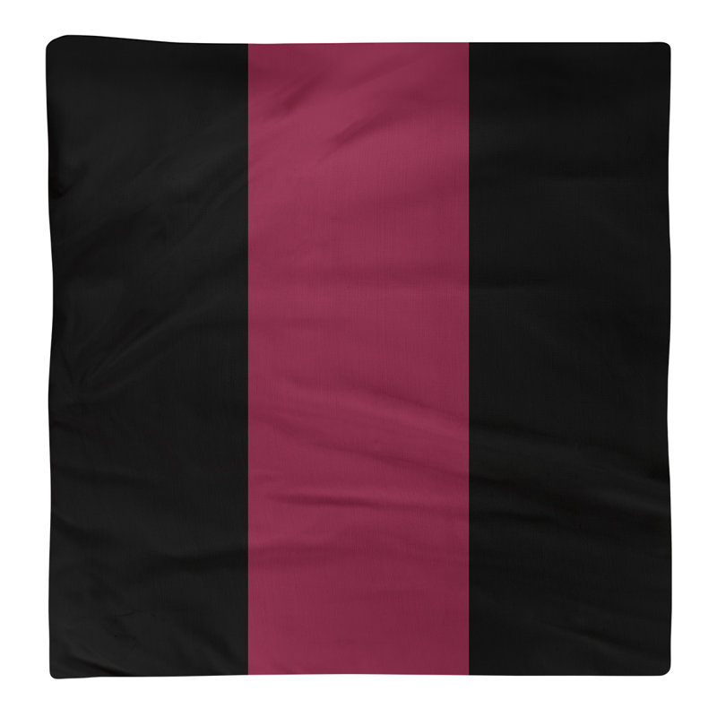Striped Square Napkin, Black/Maroon/Black, Cotton Twill, 10" H x 10" W x 0.25" D