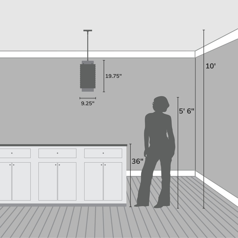 Hunter Laila 1 Light Pendant Ceiling Light Fixture, 1 Light, 76.25"