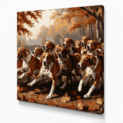 Dogs English Foxhound Black Canvas Wall Art