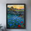 Art encadré noir sur fond noir: bleuet et coquelicots rouges, art mural de style rétro-2106416291