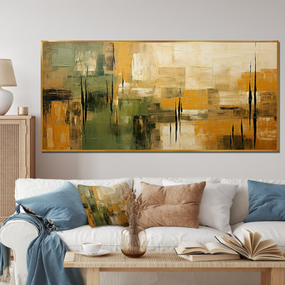 Green beige wild essence collage I - Tachisme Canvas Wall Art