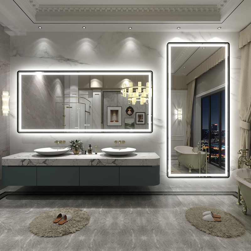 Miroir de salle de bain / de salle de bain anti-buée à DEL certifié Aevar avec garantie de 3 ans UL, 77 po x 36 po