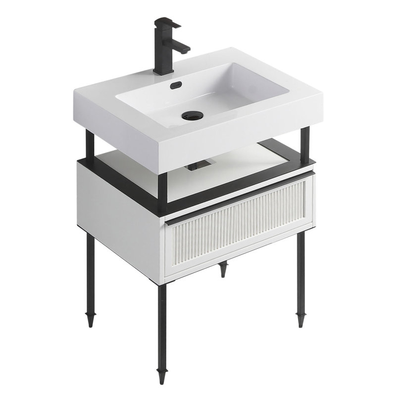 Ensemble de meuble-lavabo simple 24 po Strobel, Noir, blanc