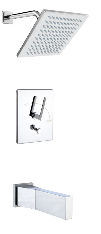 Robinet de baignoire et douche thermostatique Crisp, Nickel poli