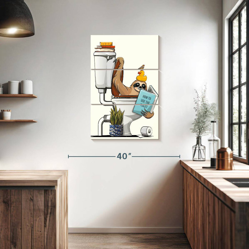 Ketti Sloth In The Toilet, 38" H x 24" W