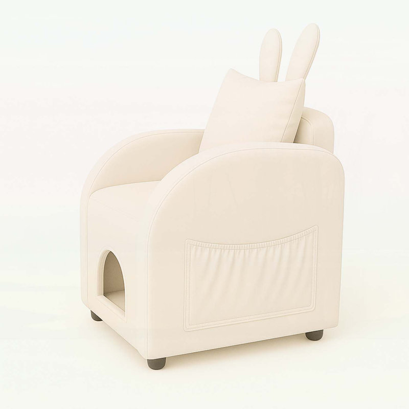 Fauteuil Bunny-Ear avec tissu résistant aux rayures, Beige