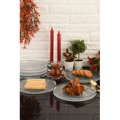 Elegant Dessert Plate Set (6 Pieces), Transparent Glass, 7.9 Inches | 100% Glass Construction, Dishwasher & Microwave Not Safe | Perfect for Cakes, Pastries & Appetizers, Stylish Addition to Any Table