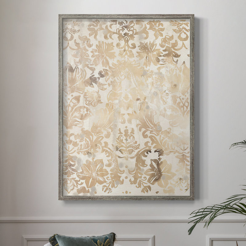 Noyer damassé II, reproduction encadrée - bois massif, H 30 po x l 24 po