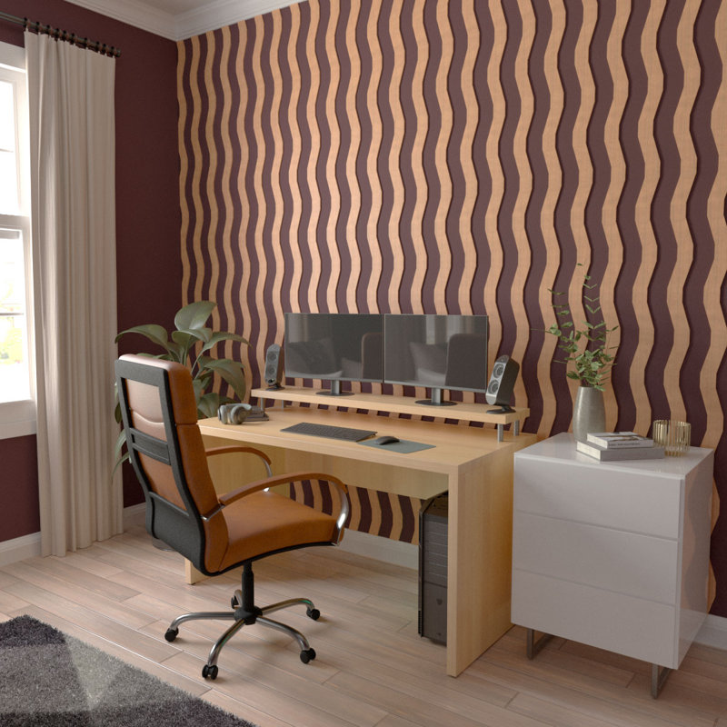 Ensemble de panneaux muraux décoratifs en bois Brazos, H 94 po x l 3,25 po x P 0,25 po, Cerisier